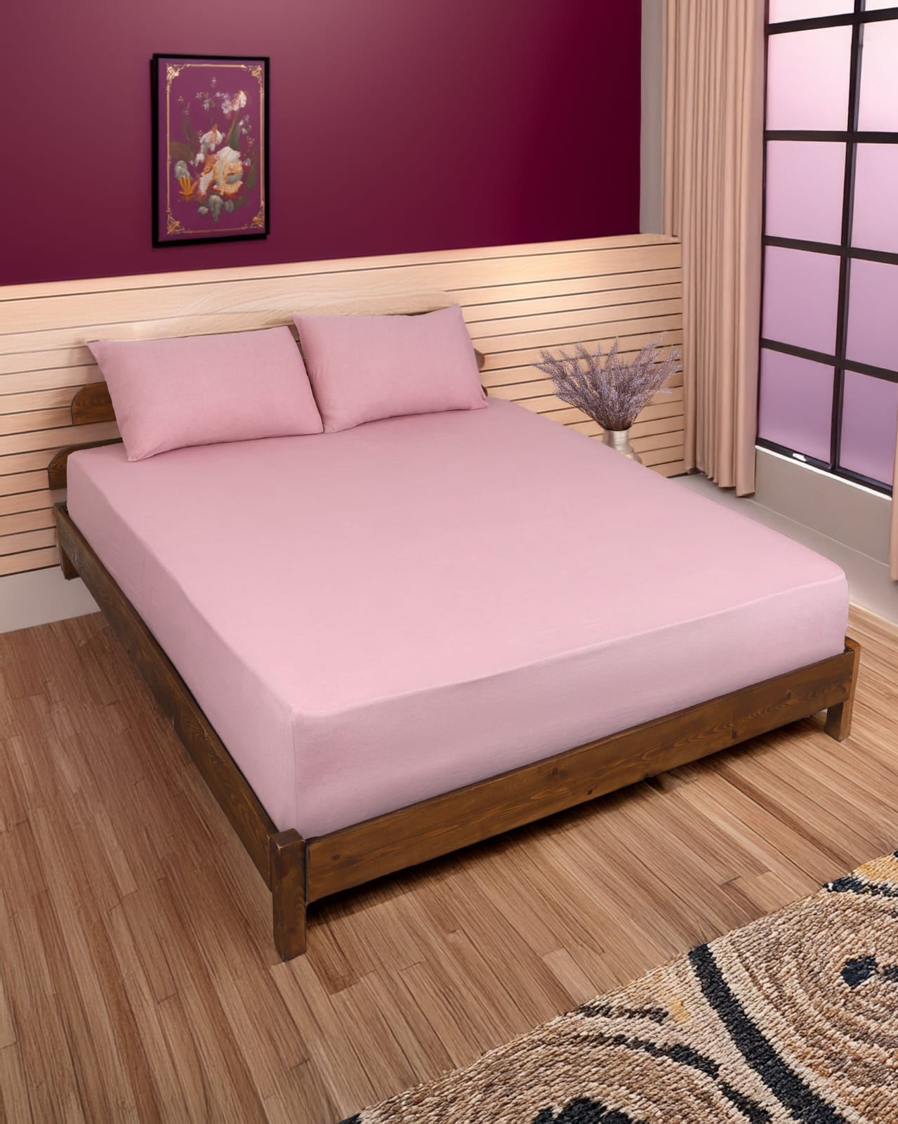 Çift Kişilik Battal Fitted Lastikli Çarşaf Takımı Pembe Fabia Home Çift Kişilik Battal Fitted Lastikli Çarşaf Takımı Pembe