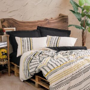 Etnich Nevresim Takımı Çift Kişilik Elvira Siyah 1