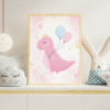 Çocuk Odası Tablosu Sevimli Pink Dinozor Çerçeveli Tablo