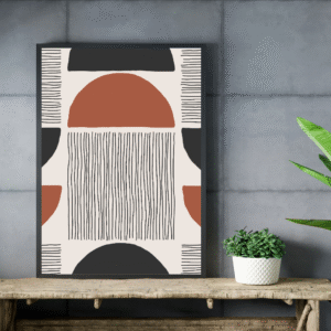 Modern Minimal Yarım Daireler Desenli Ahşap Tablo Fabia Home Modern Minimal Yarım Daireler Desenli Ahşap Tablo