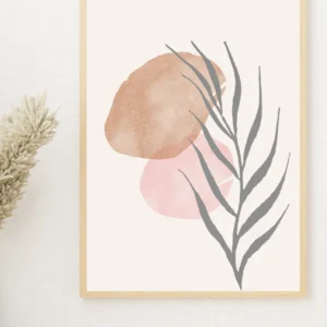 Ahşap Modern Duvar Tablosu – Minimal Yaprak Desenli Pastel Tonlarda