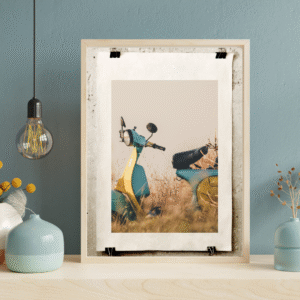 Nostaljik Retro Scooter Çerçeveli Tablo