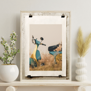 Nostaljik Retro Scooter Çerçeveli Tablo