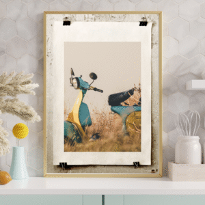 Nostaljik Retro Scooter Çerçeveli Tablo