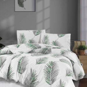 Çift Kişilik Pamuklu Nevresim Takımı Modern Palmiyeli Desen