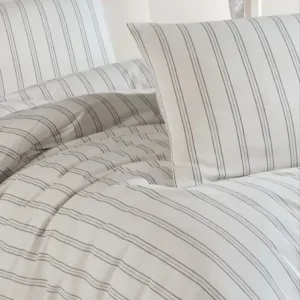 Çift Kişilik Pamuklu Nevresim Takımı Şerit Desenli