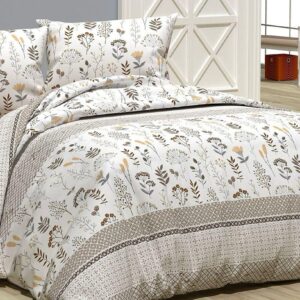 Çift Kişilik Çiçek Desenli Pamuklu Nevresim Takımı Doğal Tonlar ve Modern Tasarım