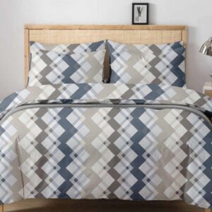 Geometrik Desenli Pamuklu Nevresim Takımı Çift Kişilik Modern Tasarım